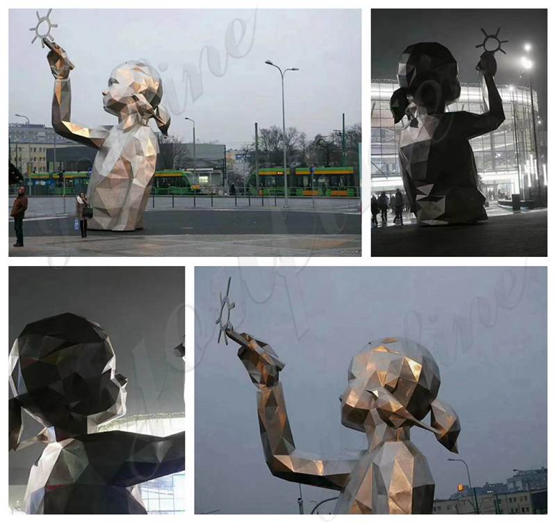 Abstract Metal Girl Sculpture City Landmark for Sale