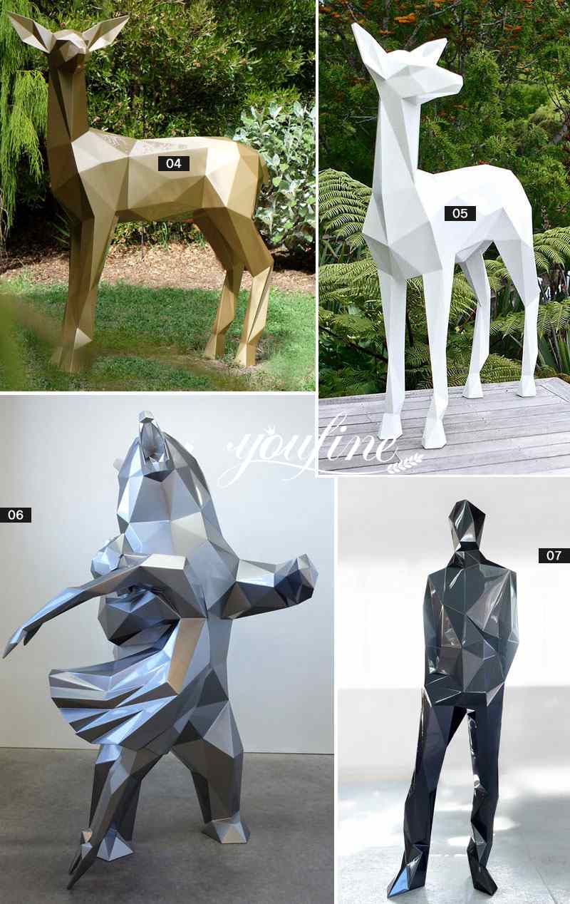 Geometric Metal Deer Sculpture Garden Decor Wholesale More Designs 