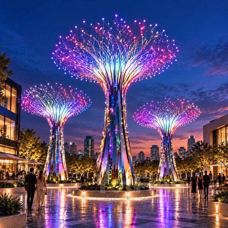 Large LED Stainless Steel Light Tree Sculpture for Public Plaza Large LED Stainless Steel Light Tree Sculpture for Public Plaza