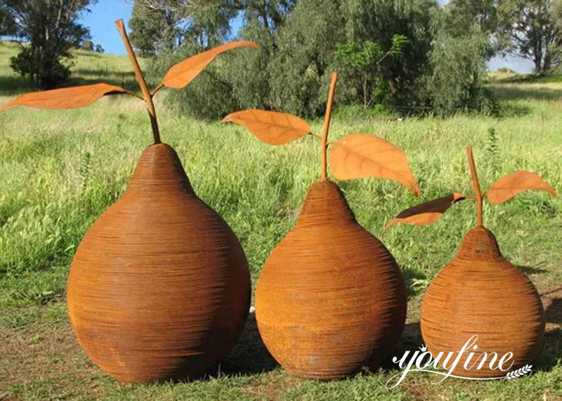 Large Metal Garden Art Corten Steel Pear Sculpture for Sale CSS-227 - Abstract Corten Sculpture - 2