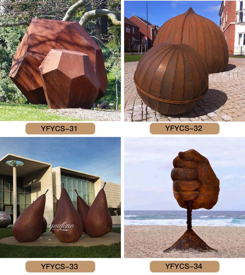 Large Metal Garden Art Corten Steel Pear Sculpture for Sale CSS-227 - Abstract Corten Sculpture - 4