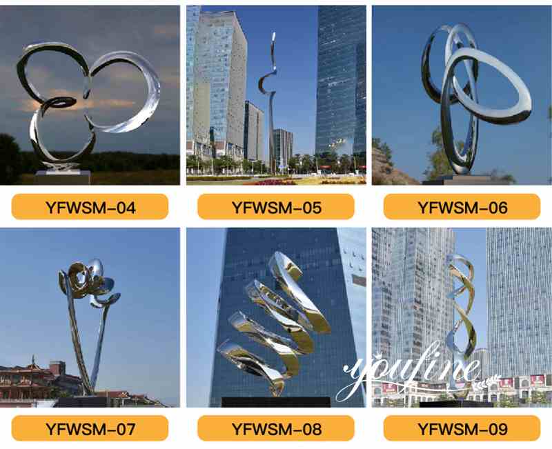 Modern Large Metal Loop Sculpture Stainless Steel Sculpture Factory CSS-246 - Center Square - 8