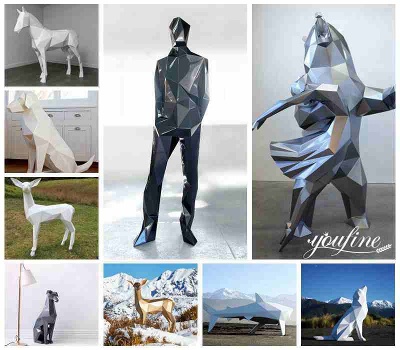 Large Mirror Metal Rhinos Sculpture Park Decor for Sale CSS-214