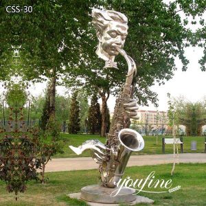 Metal Figure Sculpture Playing Saxophone Hotel Decor CSS-30