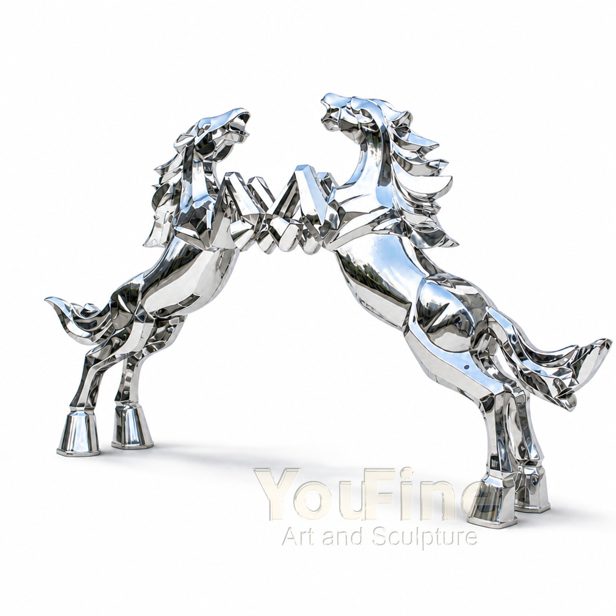 Mirror Metal Abstract Horse Sculpture