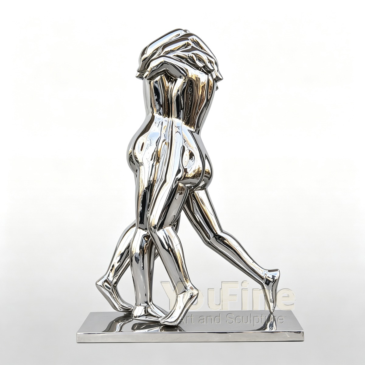 Modern Abstract stainless steel Figure Hug Sculpture