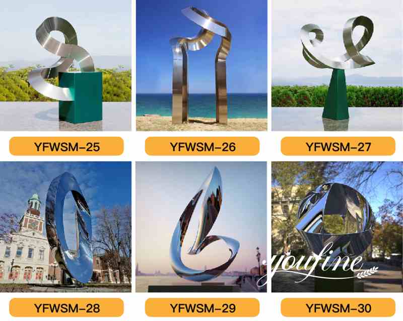 Modern Large Metal Loop Sculpture Stainless Steel Sculpture Factory CSS-246 - Center Square - 9