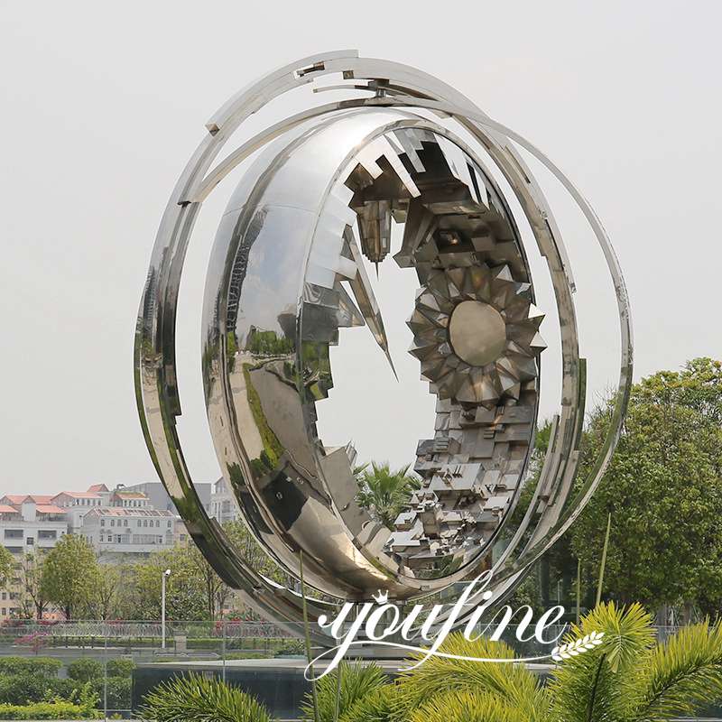 Modern Large Metal Rotating Sculpture Square Decor for Sale CSS-216