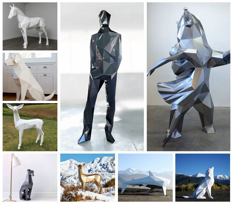 Modern Mirror Metal Deer Sculpture Yard Decor for Sale