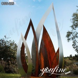 Modern Rusted Metal Garden Sculpture Corten Flower for Sale CSS-226