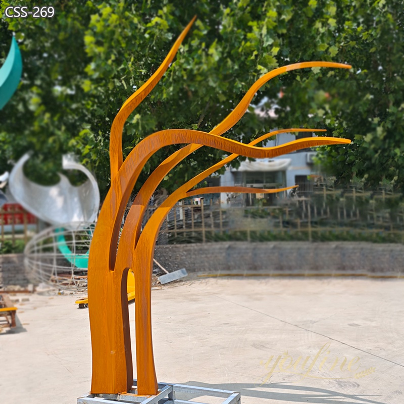 Outdoor Corten Steel Tree Sculpture for Sale CSS-269 - Commercial Center Square - 5