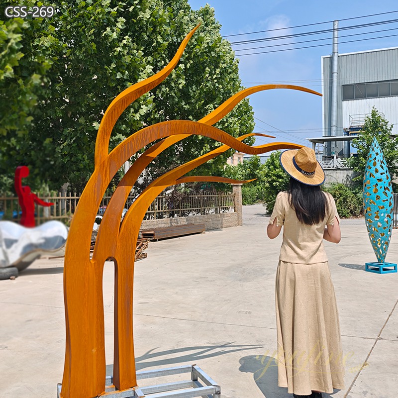 Outdoor Corten Steel Tree Sculpture for Sale CSS-269 - Commercial Center Square - 6