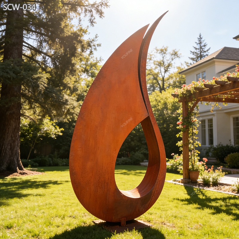 large Rusty Abstract Garden Ornament Sculpture