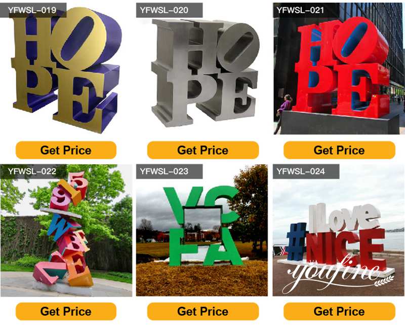 Landmark Letter HOPE Metal Sculpture Large Metal Garden Sculptures for Sale CSS-280 - Center Square - 2