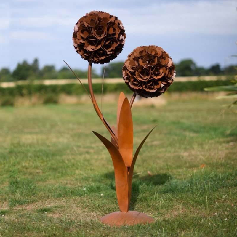 rusted metal garden flowers - YouFine Sculpture