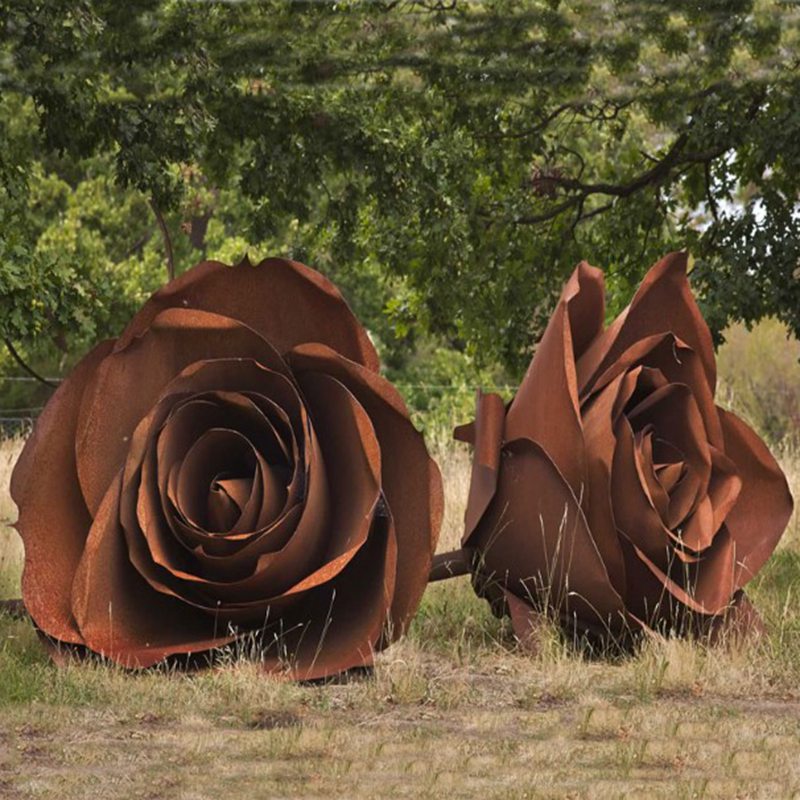 rusted metal garden flowers - YouFine Sculpture