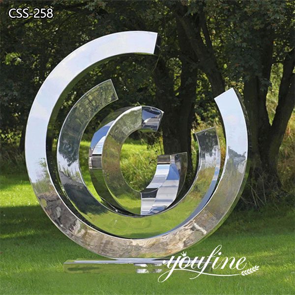 Contemporary Rotating Circle Stainless Steel Sculptures Outdoor Garden Decor for Sale