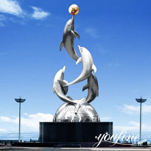 Large Outdoor Stainless Steel Dolphins Sculpture for Sale CSS-15