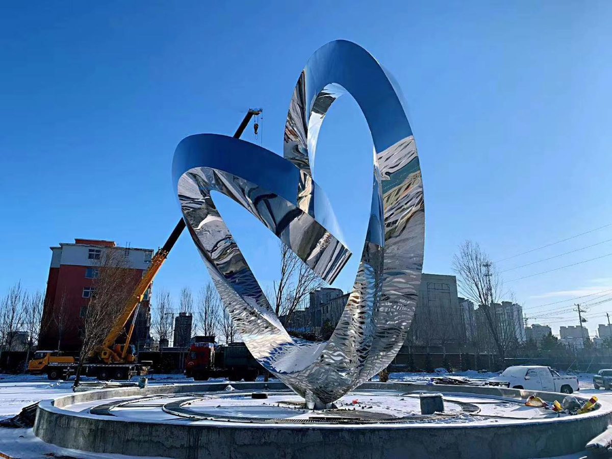 Mirror Mobius Loop Sculpture for Square