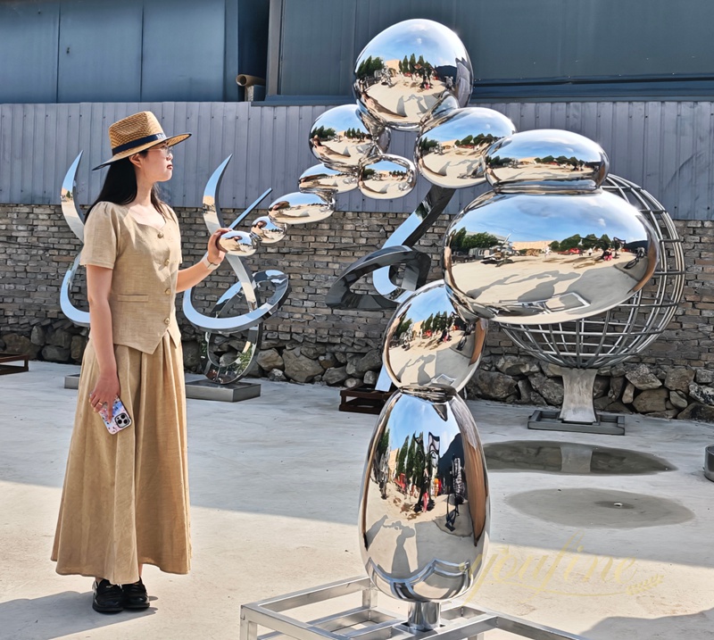stainless steel Modern Outdoor Abstract Metal Garden Sculpture