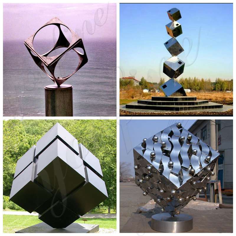 Modern Stainless Steel Cube Sculpture Square Decor for Sale CSS-219 - Center Square - 2