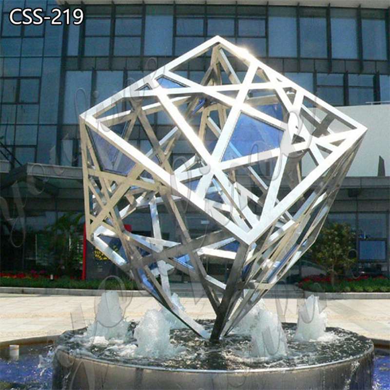 Modern Stainless Steel Cube Sculpture Square Decor for Sale CSS-219 - Center Square - 1