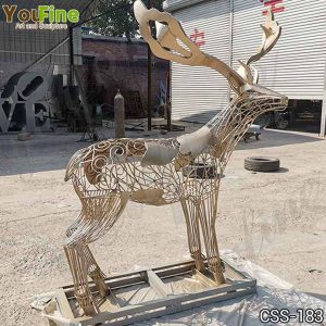 Modern Stainless Steel Hollow Deer Sculpture Garden Decor for Sale CSS-183