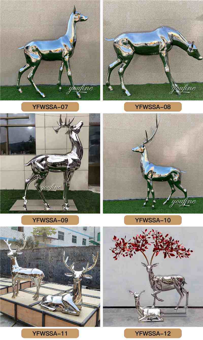 Modern Stainless Steel Hollow Deer Sculpture Garden Decor for Sale CSS-183 - Center Square - 2