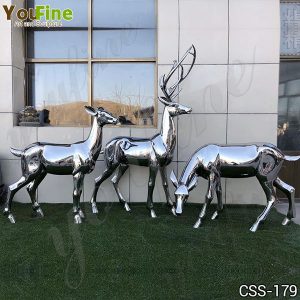 Outdoor Mirror Stainless Steel Deer Sculpture Yard Decor for Sale CSS-179