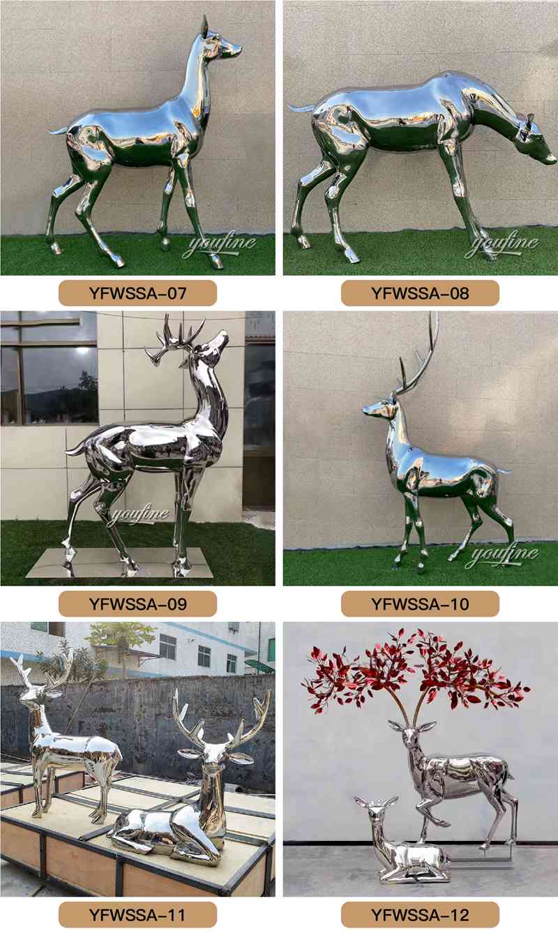 Outdoor Mirror Stainless Steel Deer Sculpture Yard Decor for Sale CSS-179