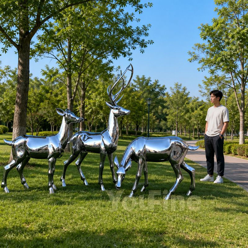 Outdoor Mirror Stainless Steel Deer Sculpture CSS-179 Outdoor Mirror Stainless Steel Deer Sculpture CSS-179