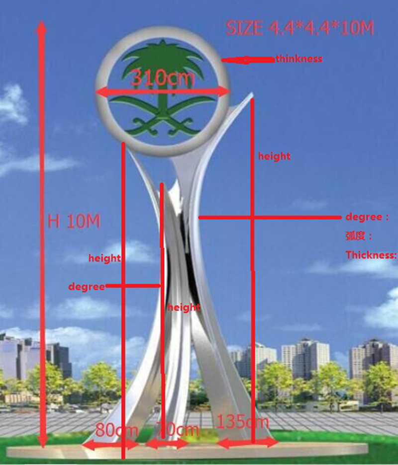 Saudi Arabia Large Outdoor Metal Sculpture Factory Supply CSS-04 Installation Guidance