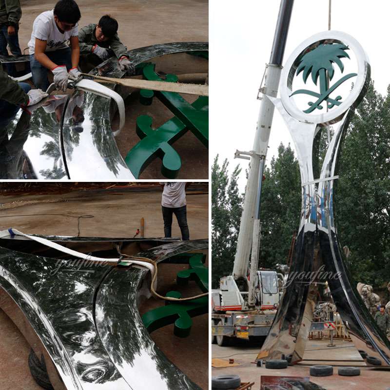 Saudi Arabia Large Outdoor Metal Sculpture Factory Supply Trial Installation
