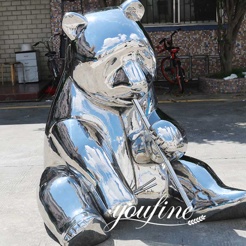 Stainless Steel Metal Mirror Bear Sculpture Factory Supply CSS-266