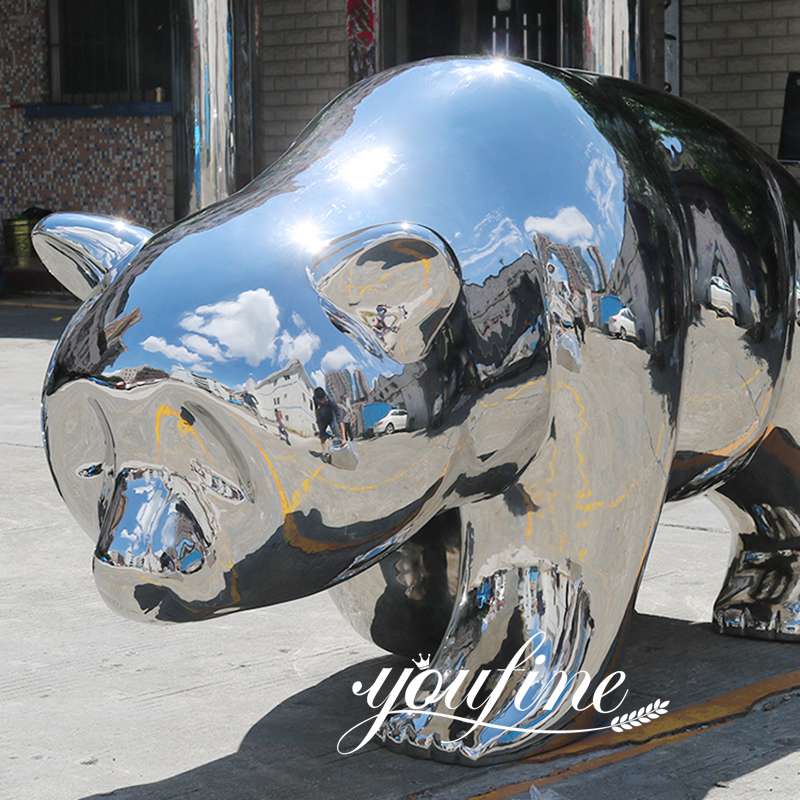 Stainless Steel Metal Mirror Bear Sculpture Factory Supply CSS-266 - Garden Metal Sculpture - 1