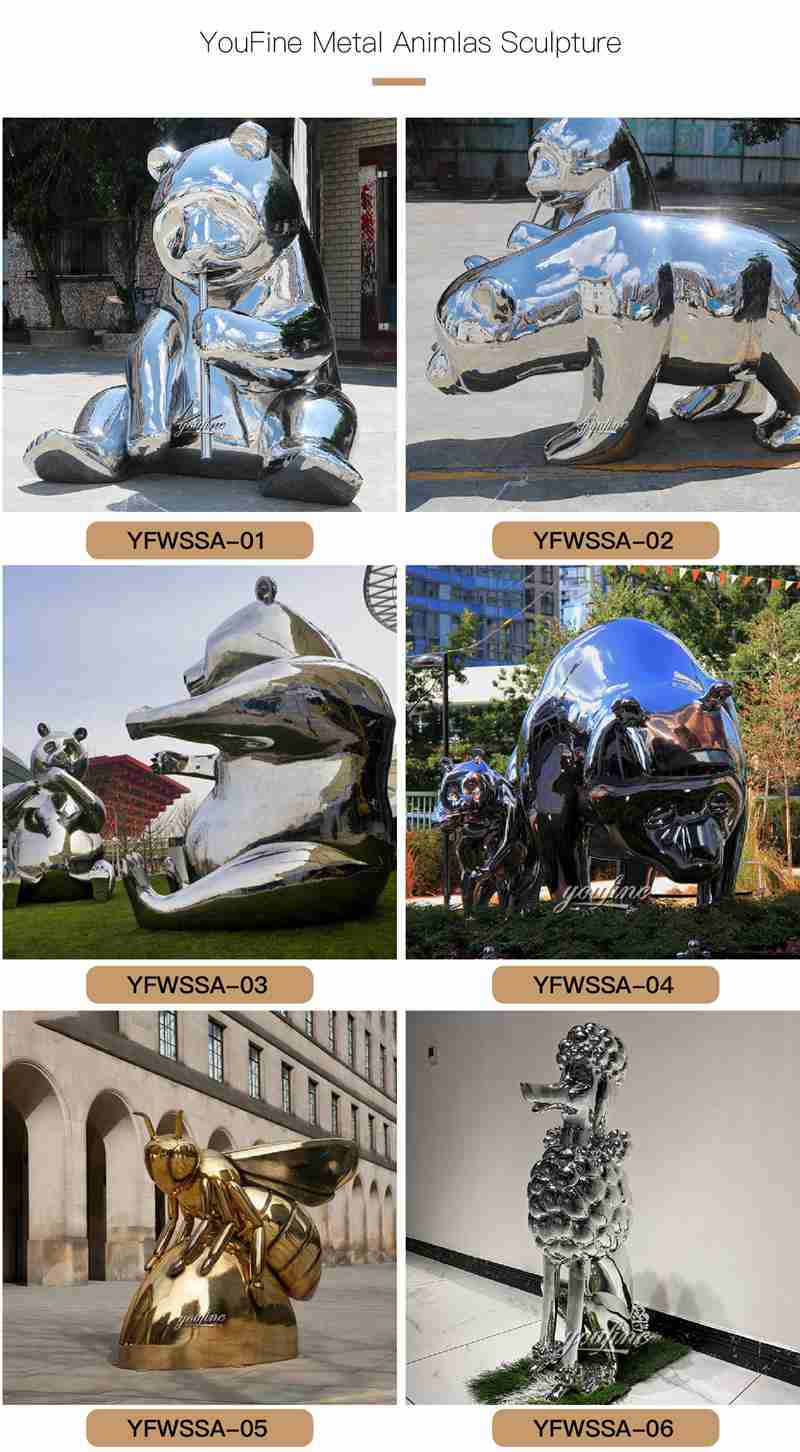 Stainless Steel Metal Mirror Bear Sculpture Factory Supply CSS-266 - Garden Metal Sculpture - 3