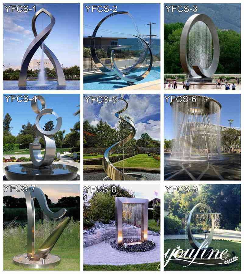 Modern Ring Metal Water Fountain Sculpture for Garden for Sale CSS-283 - Abstract Water Sculpture - 4
