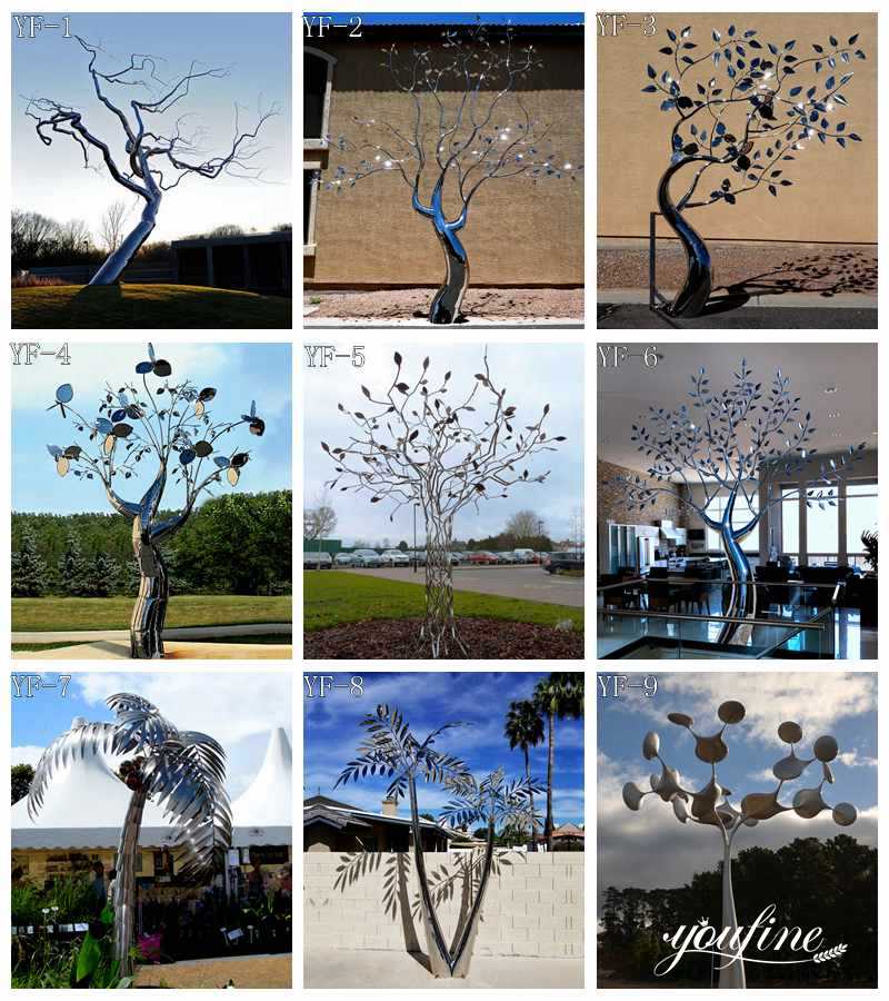 large outdoor metal tree sculptures