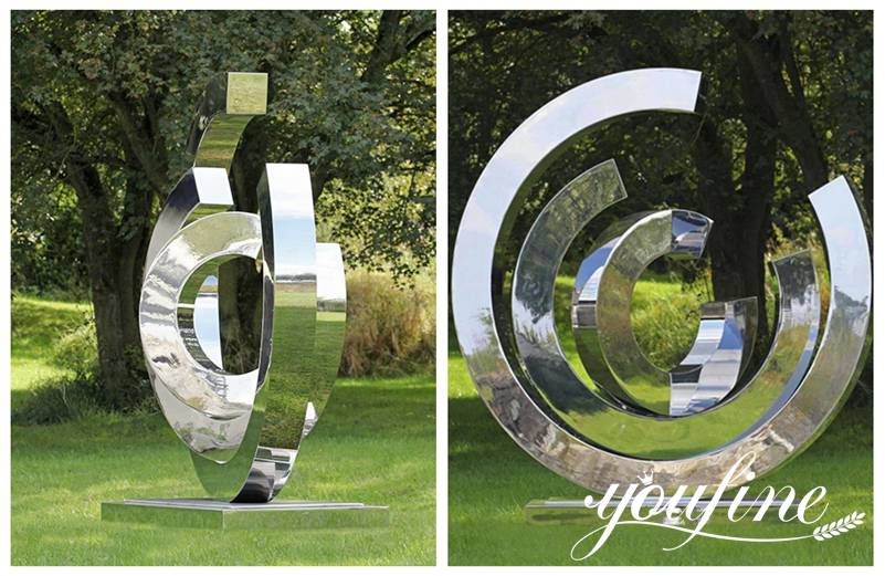 Contemporary Rotating Circle Stainless Steel Sculptures Outdoor Garden Decor for Sale CSS-258 - Garden Metal Sculpture - 1