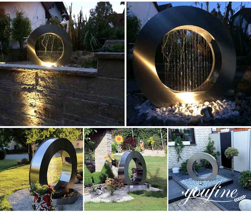 Modern Ring Metal Water Fountain Sculpture for Garden for Sale CSS-283 - Abstract Water Sculpture - 2