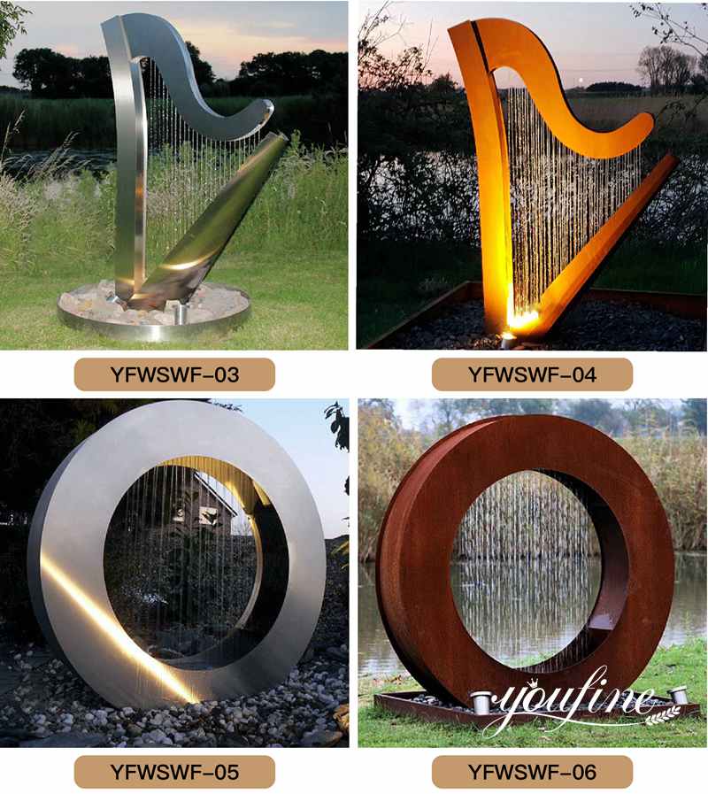 Modern Ring Metal Water Fountain Sculpture for Garden for Sale CSS-283 - Abstract Water Sculpture - 3
