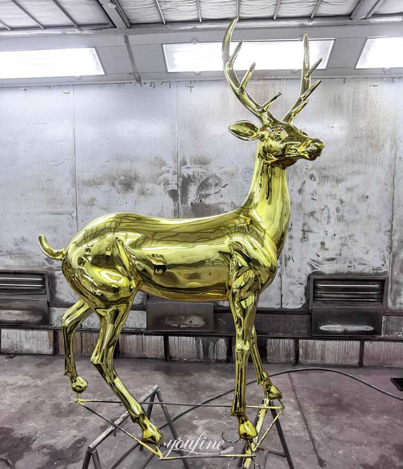 Outdoor Mirror Stainless Steel Deer Sculpture Yard Decor for Sale CSS-179 - Center Square - 3