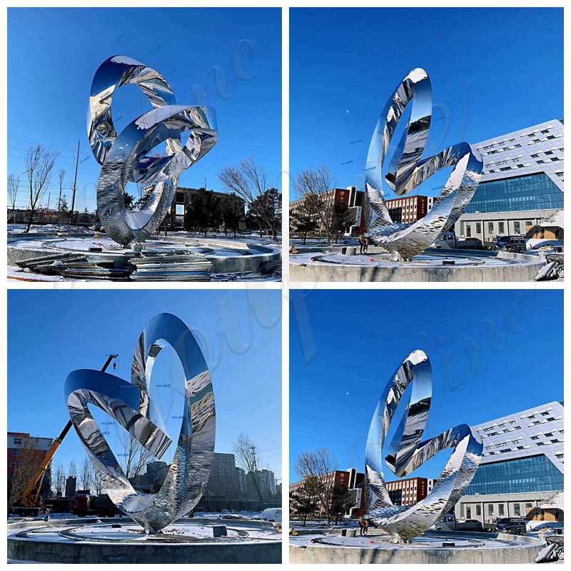 Metal Stainless Steel Mobius Loop Sculpture Square Decor for Sale CSS-206 - Garden Metal Sculpture - 1