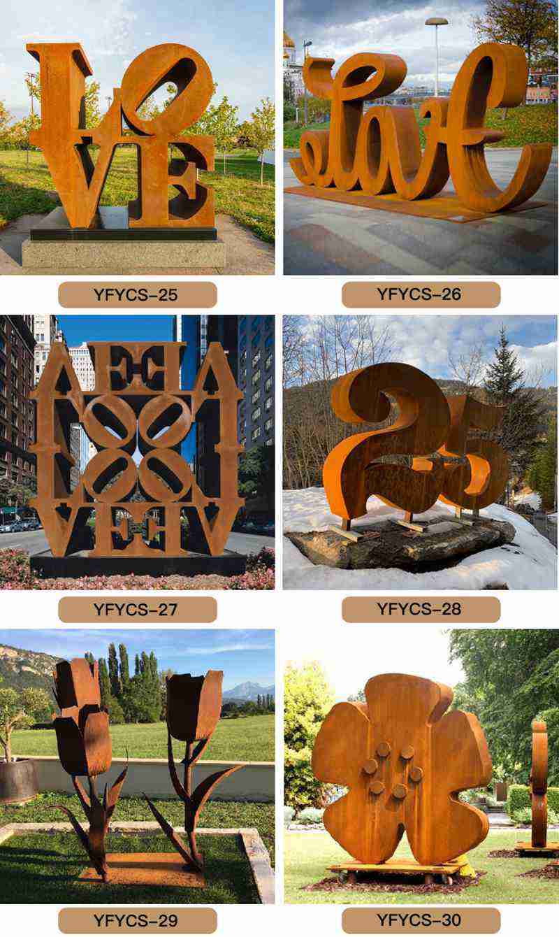 Abstract Corten Steel LOVE Sculpture Garden Decor for Sale CSS-240 - Abstract Corten Sculpture - 3 Abstract Corten Steel Garden Sculpture