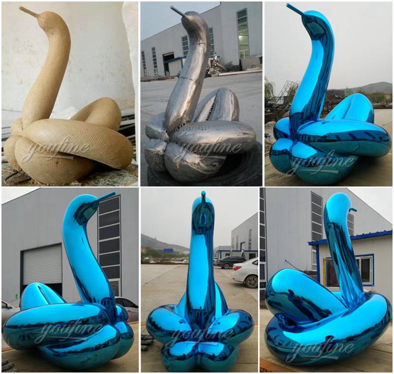 Blue Swan Metal Balloon Sculpture