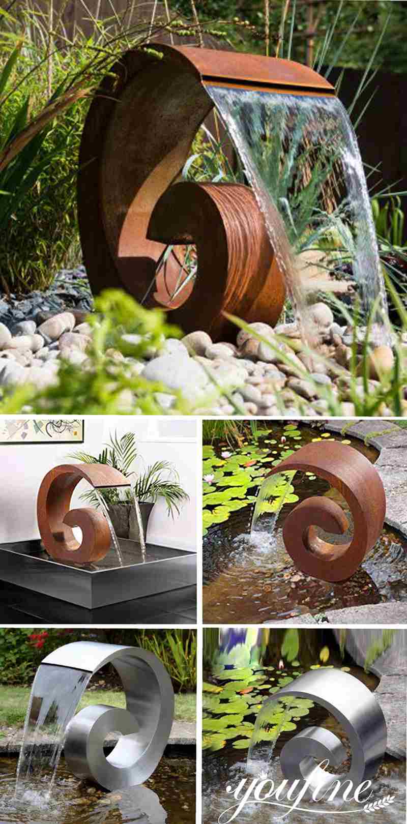 Decorative Garden Art Corten Steel Water Fountain for Sale CSS-313 - Center Square - 3