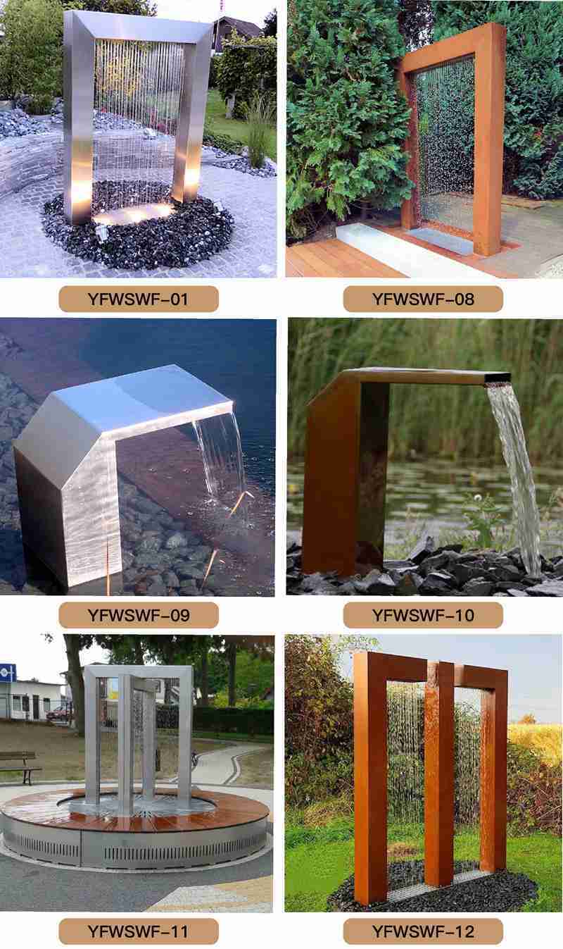 Large Abstract Corten Water Fountain Pool Decor for Sale 