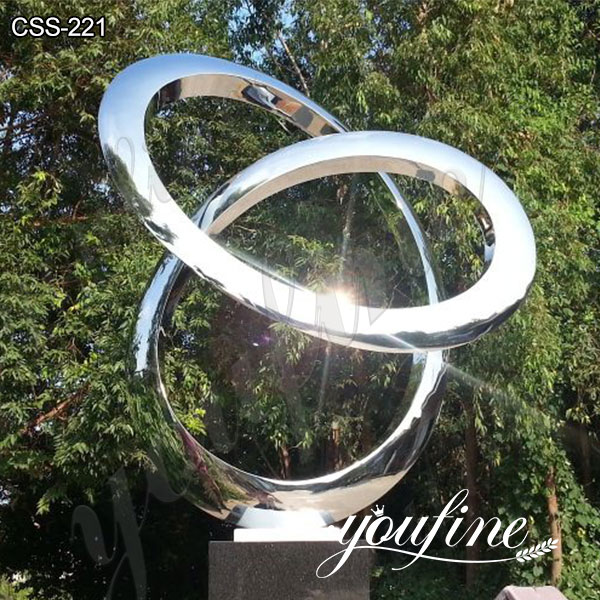 Mirror Polished Abstract Metal Ring Sculpture Garden Decor for Sale