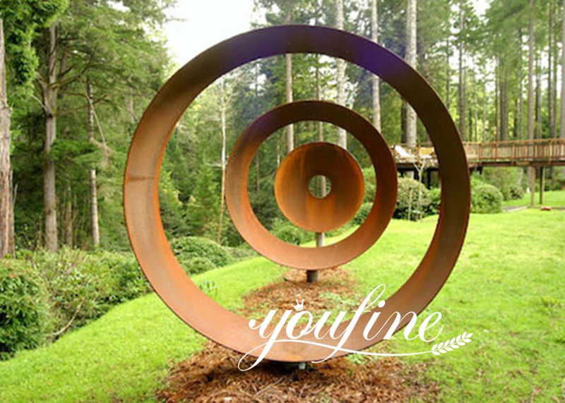 Modern Abstract Metal Circle Sculpture for Garden