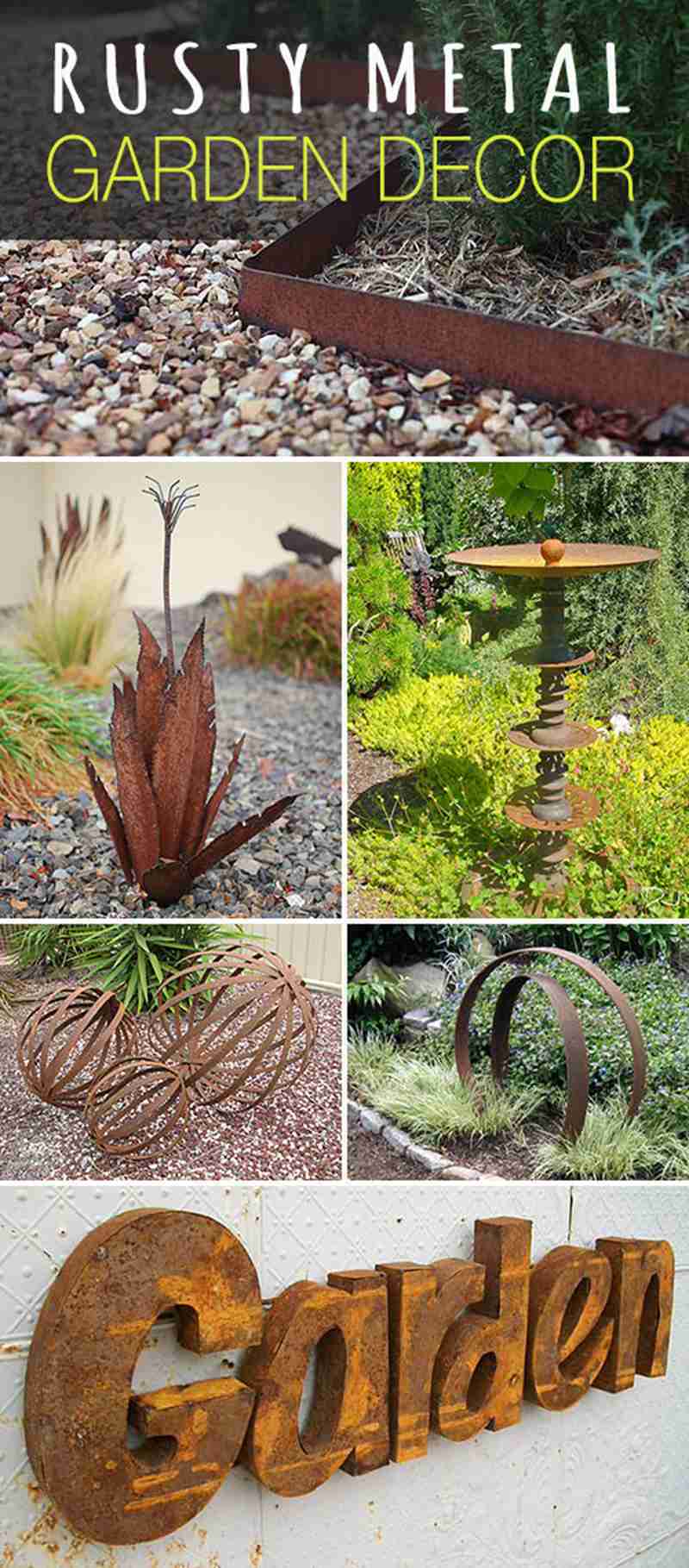 Modern Rusted Metal Garden Sculpture for Sale 